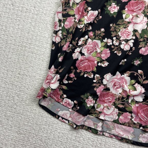 Faith and Joy Los Angeles Women's 3X Floral Roses AOP Lace Yoke Knit Top Blouse - Picture 5 of 11